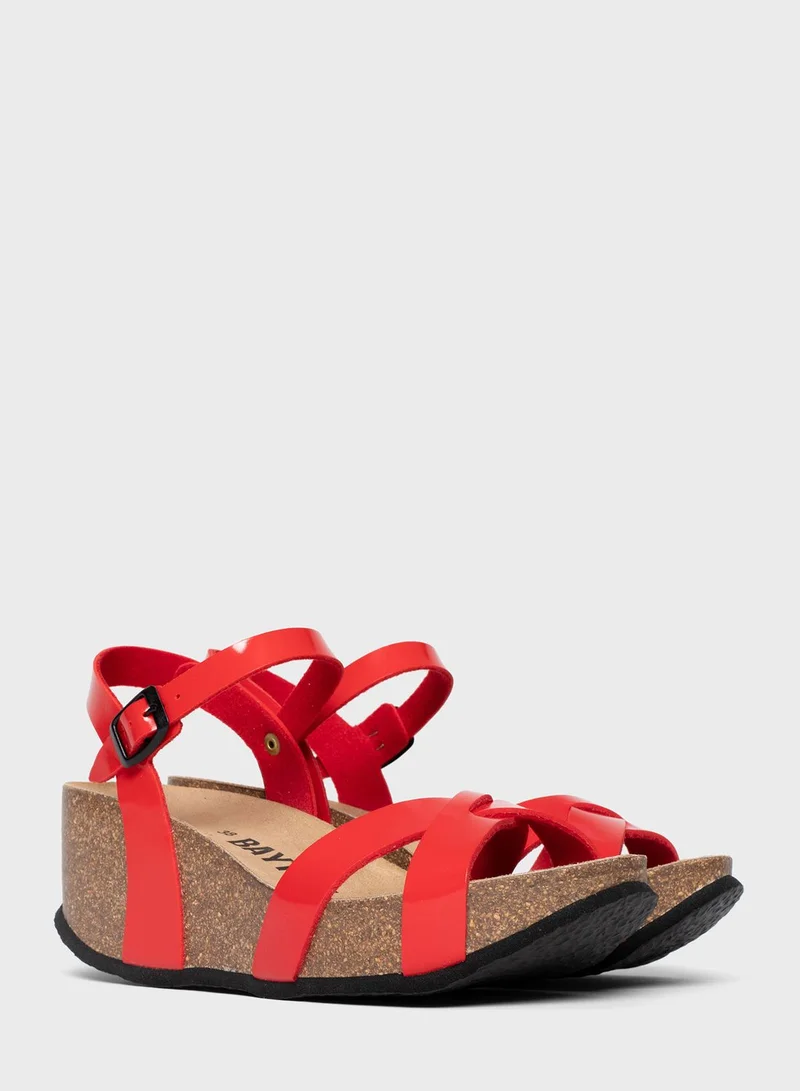 BAYTON Venus Strappy Mid Heel Wedges