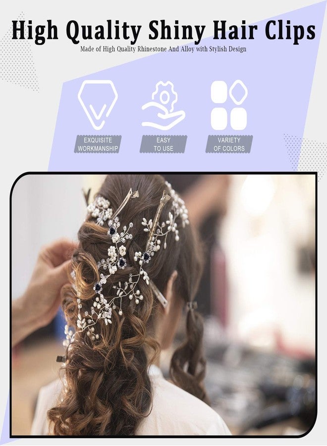 Rustark 40 Pcs Black Crystal Hair Pins Rose Flower Rhinestone Hair Clips U Shaped Hair Pins Bobby Pins Bun Hairpins for Wedding Bridal Women Hair Jewelry Accessories with Storage Case - Image 3