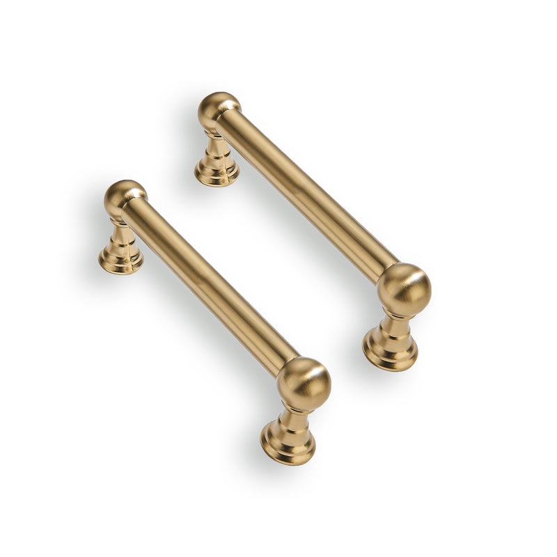 CABDM 10 Pack 3 Inch Solid Kitchen Cabinet Handles Brushed Brass Heavy Duty Cabinet Pulls Satin Brass Drawer Pulls Cabinet Hardware Kitchen Handles for Cabinets Cupboard Handles - Image 1