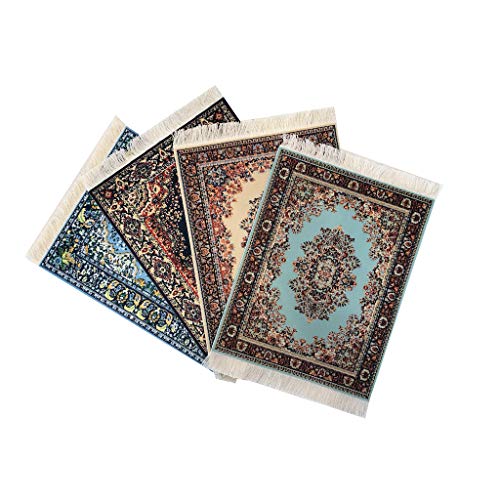 Inusitus Set of 4 Dollhouse Area Rugs Miniature Carpet Accessories for Doll Houses 10 x 7 Inch Rectangular Floor Dcor Oriental Style - Image 1