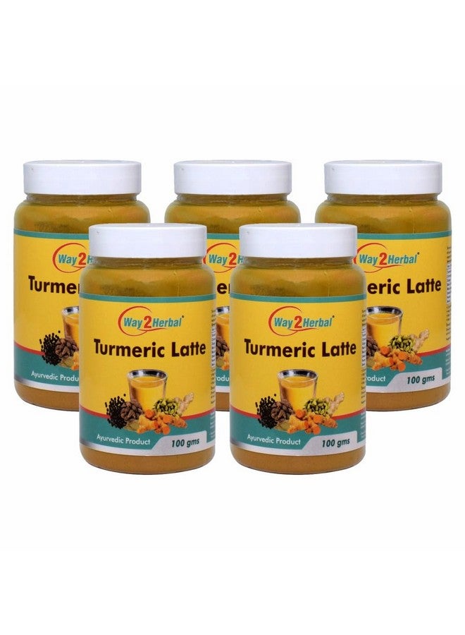 Way2Herbal Turmeric Latte/Haldi Milk Powder | Golden Turmeric Latte Mix - 100 gms - Pack of 5 - Image 1