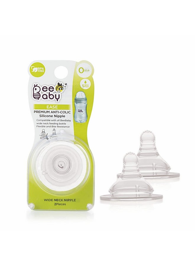 Beebaby Ease Anti-Colic Silicone Nipple/Teat With Carry Case For Wide Neck Baby Feeding Bottle. Slow Flow. (S Hole) (Pack Of 2) 0M+ | 100% Bpa Free | Easy To Latch. - Image 1