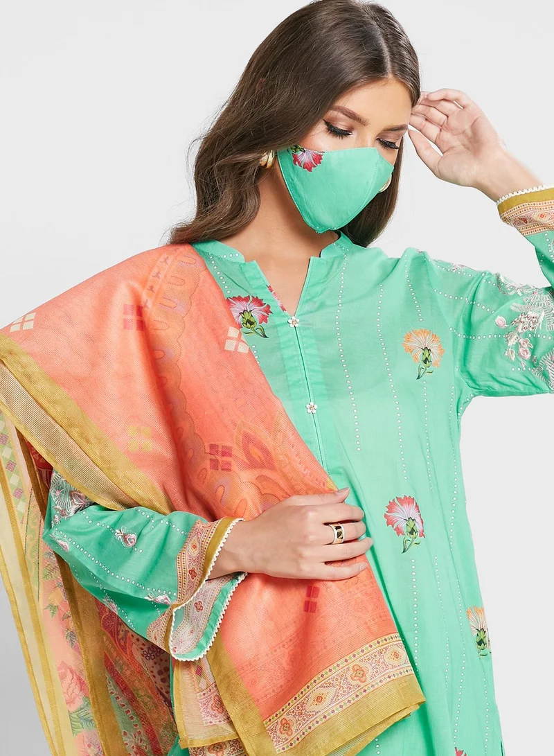 Nishat Linen Printed Kurti & Pants With Dupatta