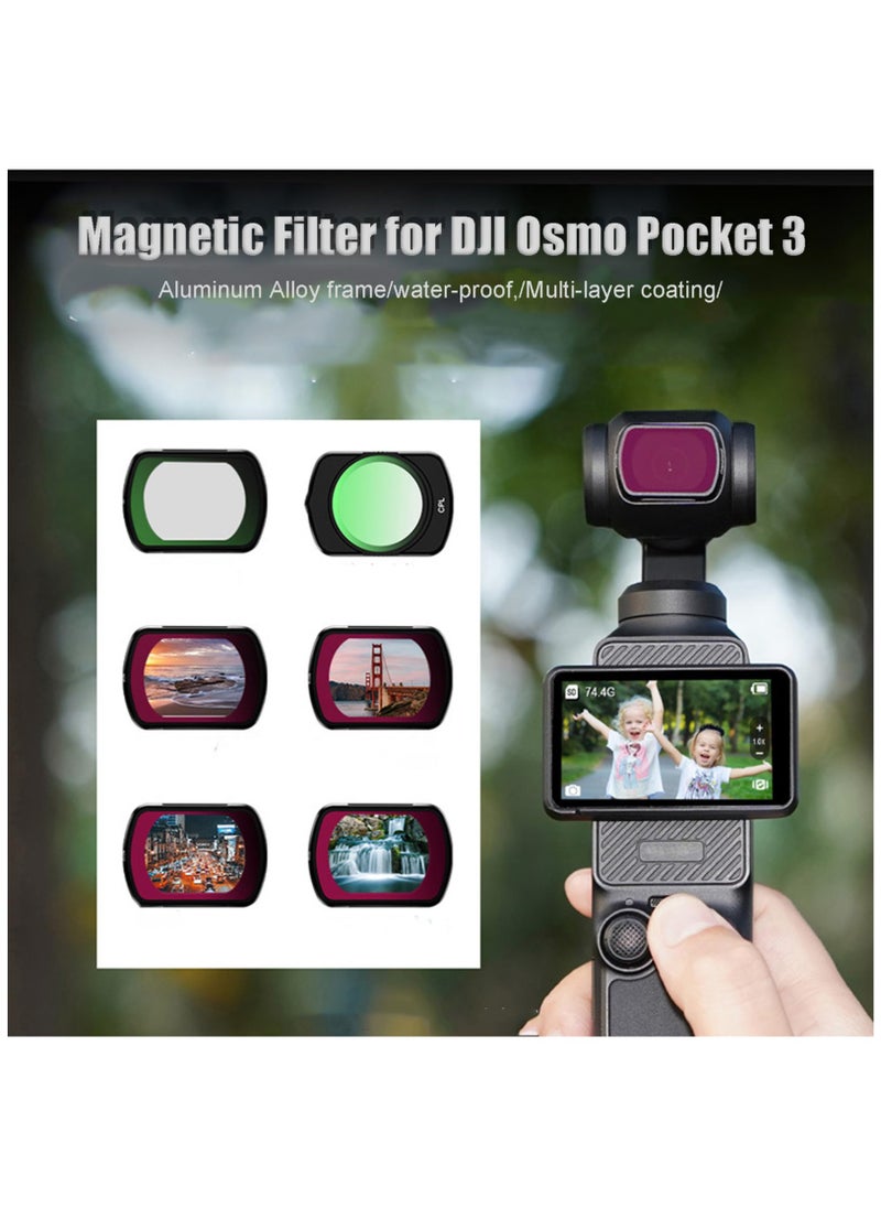SYOSI - Magnetic Filter Set Compatible with DJI Osmo Pocket 3 Camera, ND8/ND16/ND32/ND64 Filter ND Kit UV CPL Filter for DJI Osmo Pocket 3 Lens Filter Accessories Waterproof Scratch-Resistant - Image 1