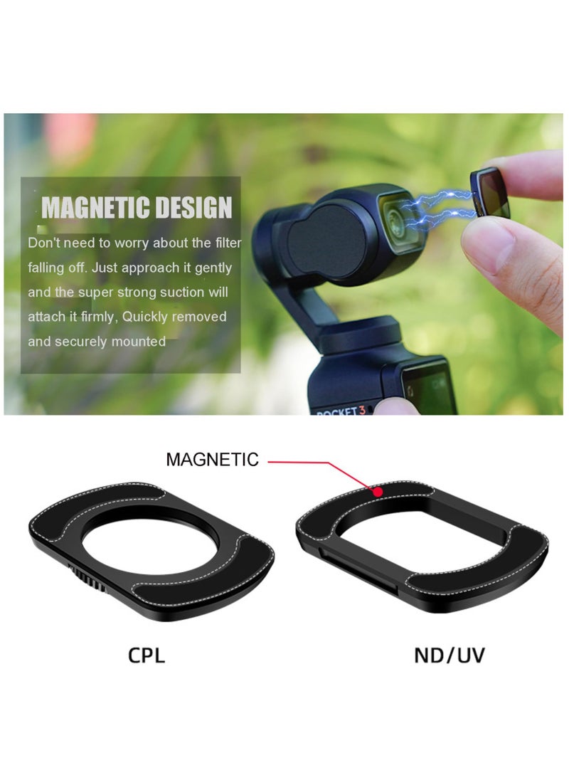 SYOSI - Magnetic Filter Set Compatible with DJI Osmo Pocket 3 Camera, ND8/ND16/ND32/ND64 Filter ND Kit UV CPL Filter for DJI Osmo Pocket 3 Lens Filter Accessories Waterproof Scratch-Resistant - Image 1