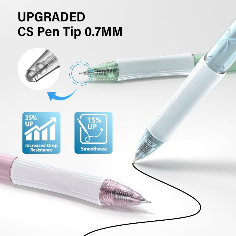 JIMMIDDA 0.7mm Gel Pens - Cute Aesthetic Journaling Pens, 8pcs Black-Ink Quick Drying Smooth Writing No Bleed, Soft Grip Retractable Pen Gift for Women - Image 2