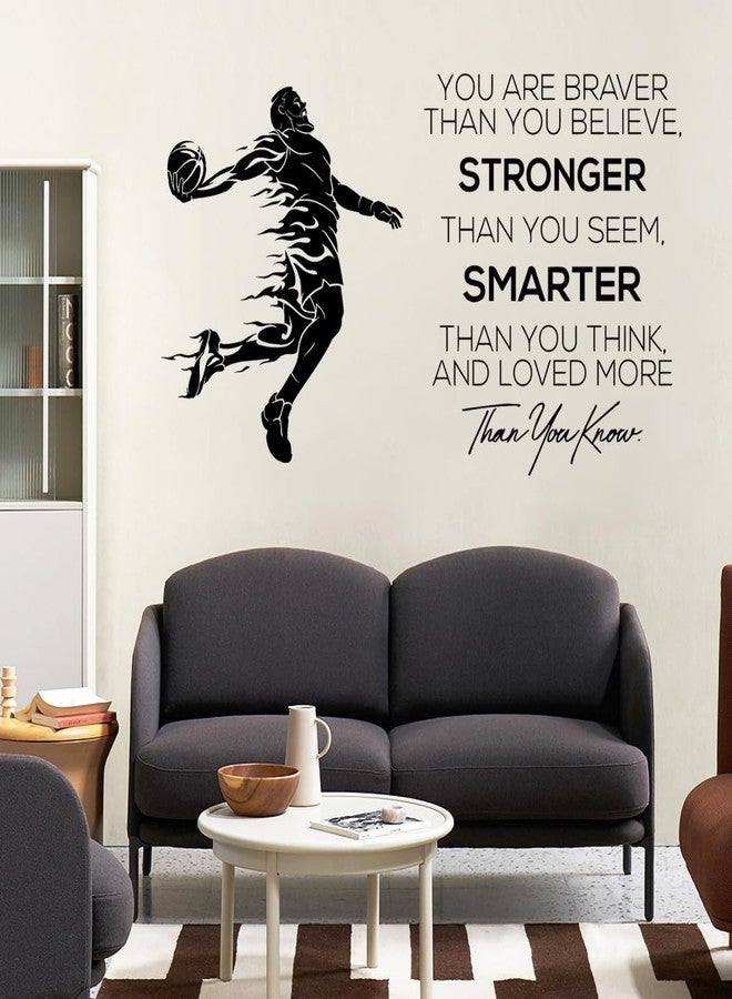 WOYINIS Basketball Player Wall Decals Motivational Quotes Stickers Vinyl Sport Decal Sport Art Peel and Stick Be Kind Be Humble Be Strong Decal Sticker Kids Bedroom Playroom - Image 2