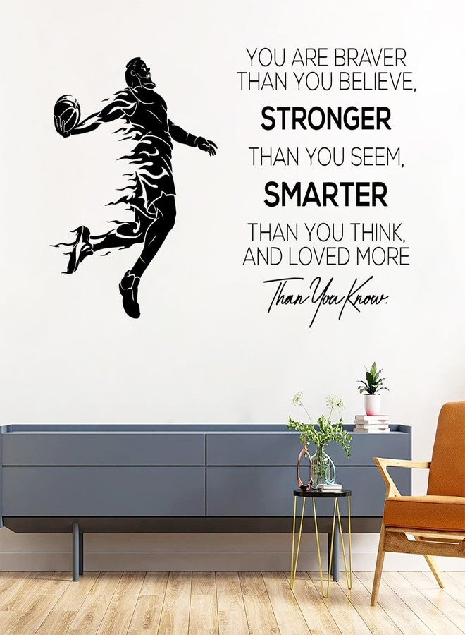 WOYINIS Basketball Player Wall Decals Motivational Quotes Stickers Vinyl Sport Decal Sport Art Peel and Stick Be Kind Be Humble Be Strong Decal Sticker Kids Bedroom Playroom - Image 1