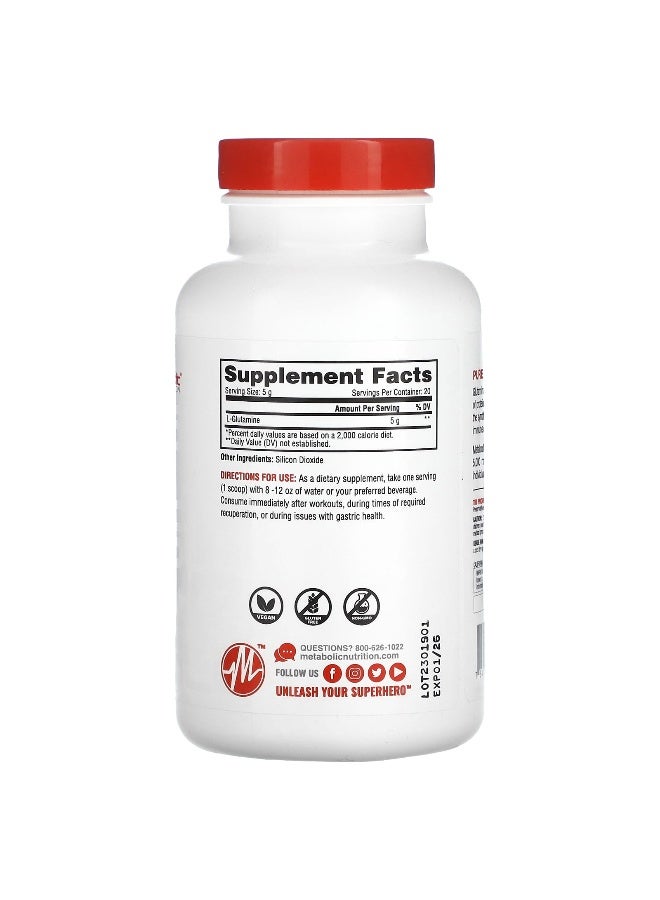 Metabolic Nutrition Metabolic Nutrition, L-Glutamine, Unflavored, 3.52 oz (100 g)  - Image 2