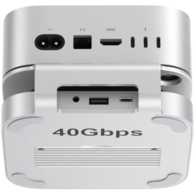 rayihni 40GBPS MAC MINI M4/M4 PRO STAND HUB WITH USB4 NVME SSD ENCLOSURE, USB-C HOST, 3 USB-A 2.0, 3.5MM AUDIO, SUPPORTS M.2 PCIE UP TO 8TB, COMPATIBLE WITH THUNDERBOLT 4/5 - Image 1