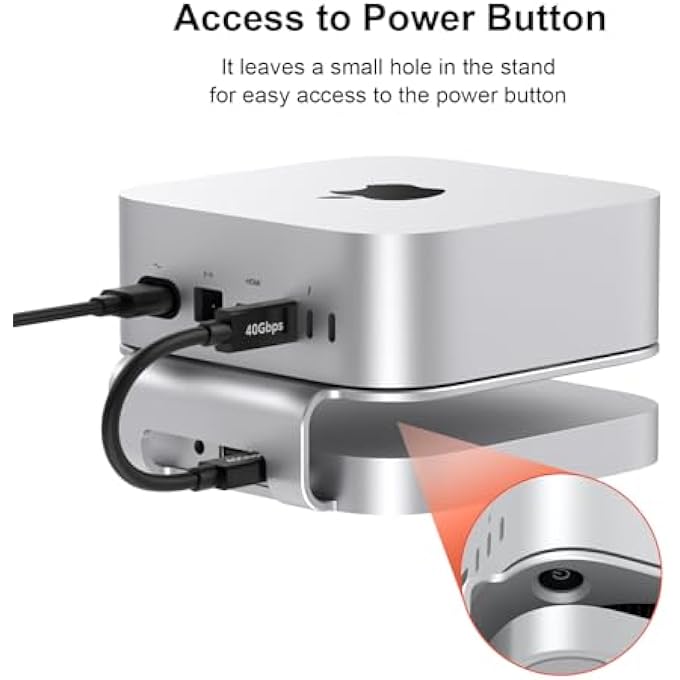 rayihni 40GBPS MAC MINI M4/M4 PRO STAND HUB WITH USB4 NVME SSD ENCLOSURE, USB-C HOST, 3 USB-A 2.0, 3.5MM AUDIO, SUPPORTS M.2 PCIE UP TO 8TB, COMPATIBLE WITH THUNDERBOLT 4/5 - Image 2