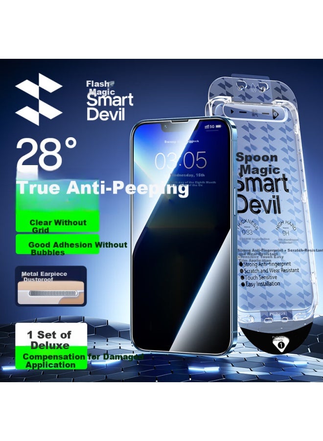 Smartdevil Privacy Tempered Glass Screen Protector For Iphone 13/13 Pro/14, Anti-peep, Dust-proof, Full Screen Coverage, Anti-drop, Anti-fingerprint, Dust-free, Easy To Apply, 1 Piece - Image 1