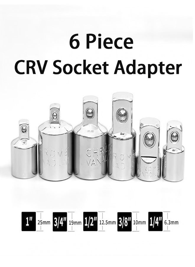 GMORO - 6-Piece CRV Socket Adapter Ratchet Wrench Conversion Head Air Impact Adapter and Reducer Set Driver Conversions Wrench Extension Conversion Kit - Image 1