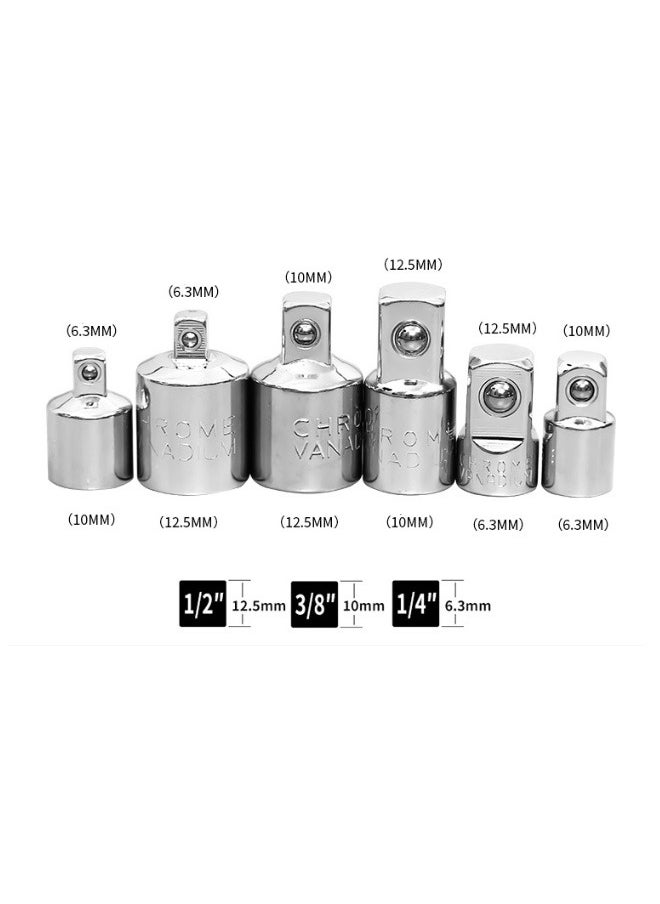 GMORO - 6-Piece CRV Socket Adapter Ratchet Wrench Conversion Head Air Impact Adapter and Reducer Set Driver Conversions Wrench Extension Conversion Kit - Image 1