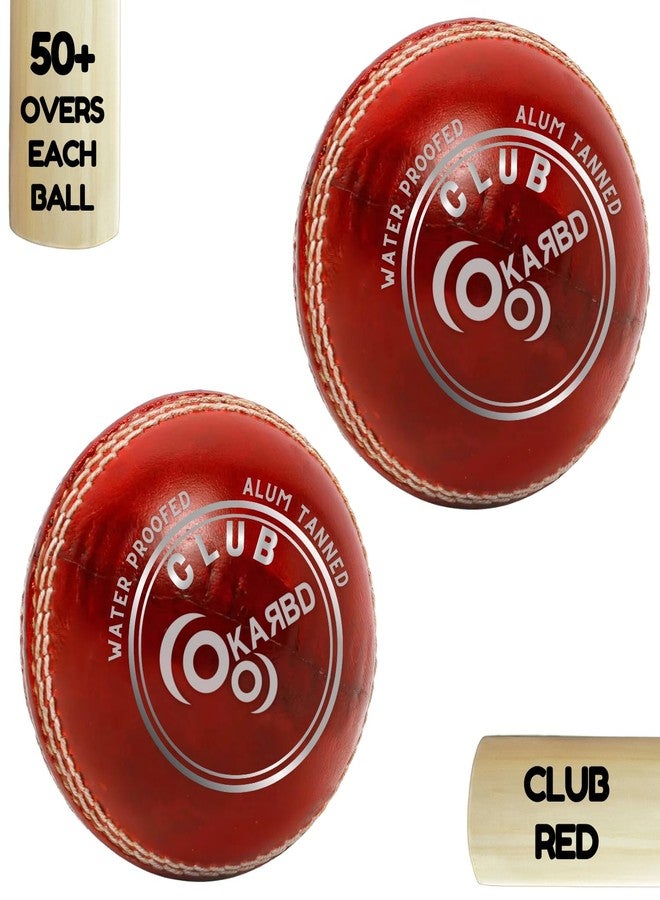 KARBD Cricket Ball Leather 4 Piece Professional Hand Stitching Seam Waterproof Coating Season Ball for Tournament Club Matches (50+ Overs, Club Red, Combo Pack Set of 2) - Image 2