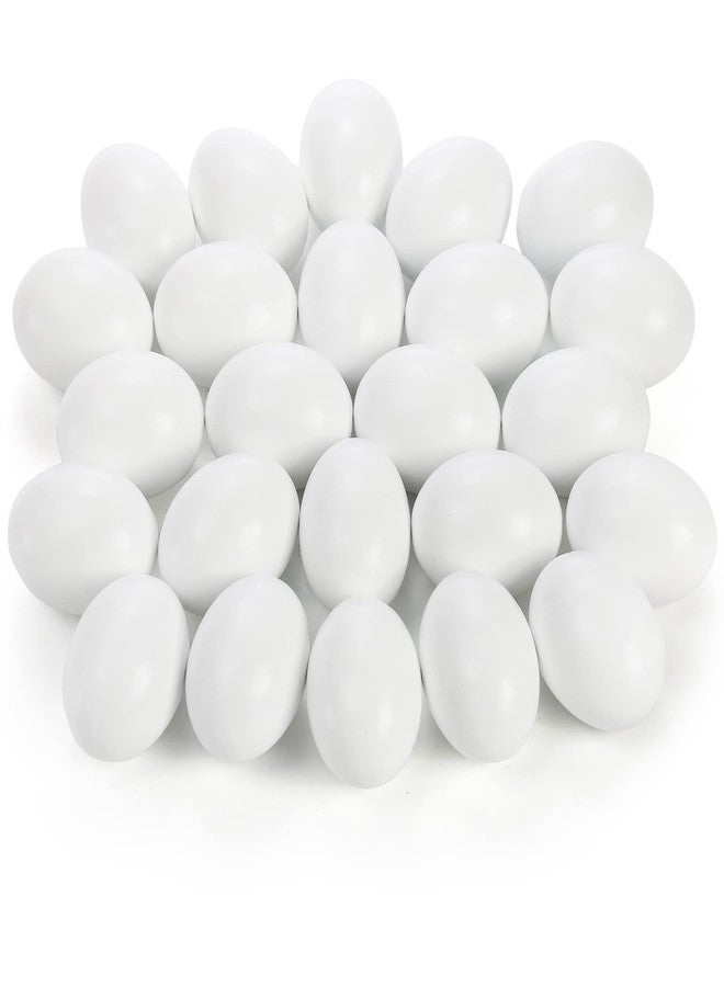 ZEAYEA 24 Pieces Wooden Fake Eggs, White Faux Eggs for DIY Easter Egg, Crafts and Easter Decorations, Fake Egg for Children Play - Image 1