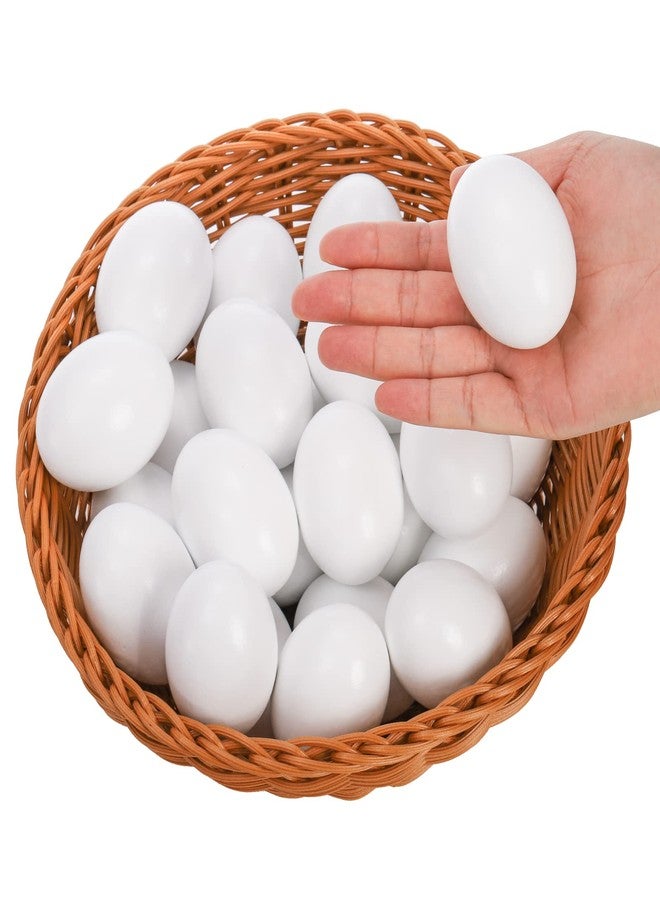 ZEAYEA 24 Pieces Wooden Fake Eggs, White Faux Eggs for DIY Easter Egg, Crafts and Easter Decorations, Fake Egg for Children Play - Image 3