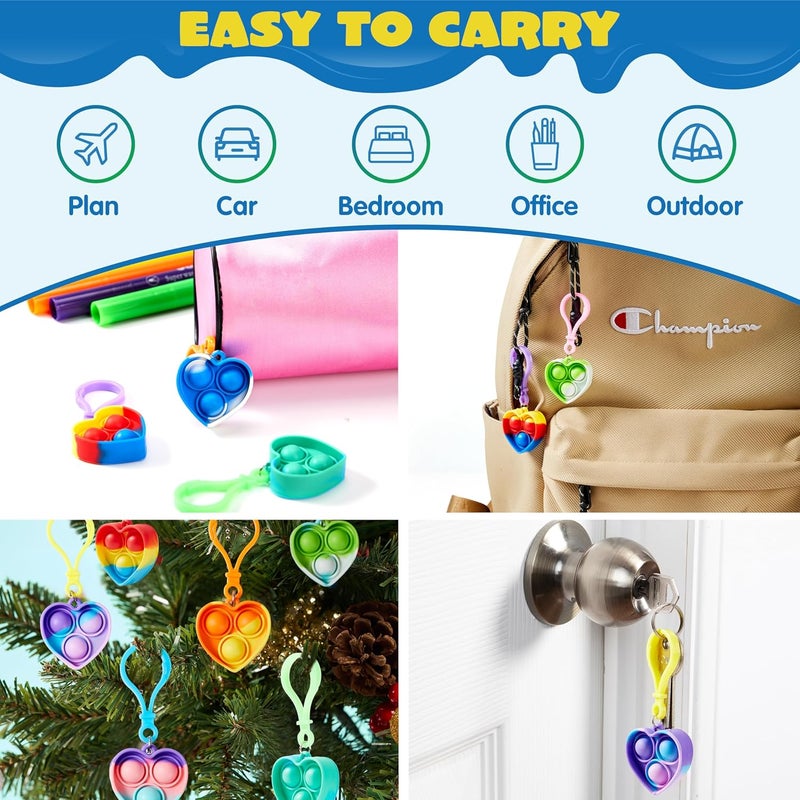 JOYIN Heart Pop Fidget Keychain 30 Pack Pop Fidget Toys Bulk Party Favors for Kids 4-8,8-12 Years, Valentines Goodie Bags Stuffers Back to School Gifts for Students Classroom Prizes Sensory Toys - Image 4