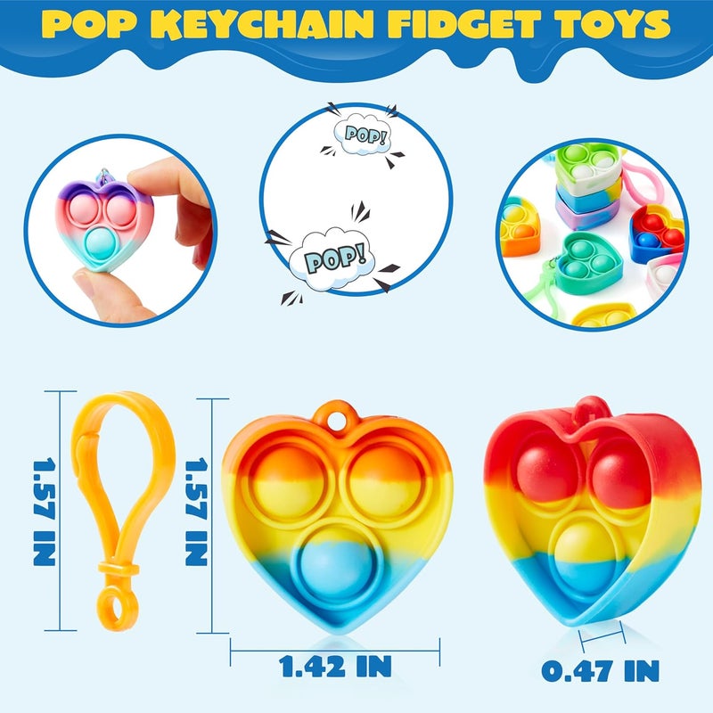 JOYIN Heart Pop Fidget Keychain 30 Pack Pop Fidget Toys Bulk Party Favors for Kids 4-8,8-12 Years, Valentines Goodie Bags Stuffers Back to School Gifts for Students Classroom Prizes Sensory Toys - Image 2