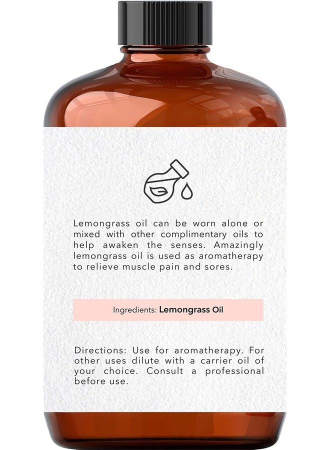 Lemongrass Essential Oil – 100% Pure and Natural – Therapeutic Grade Essential Oil with Dropper - Lemongrass Oil for Aromatherapy and Diffuser - 4 Fl. OZ