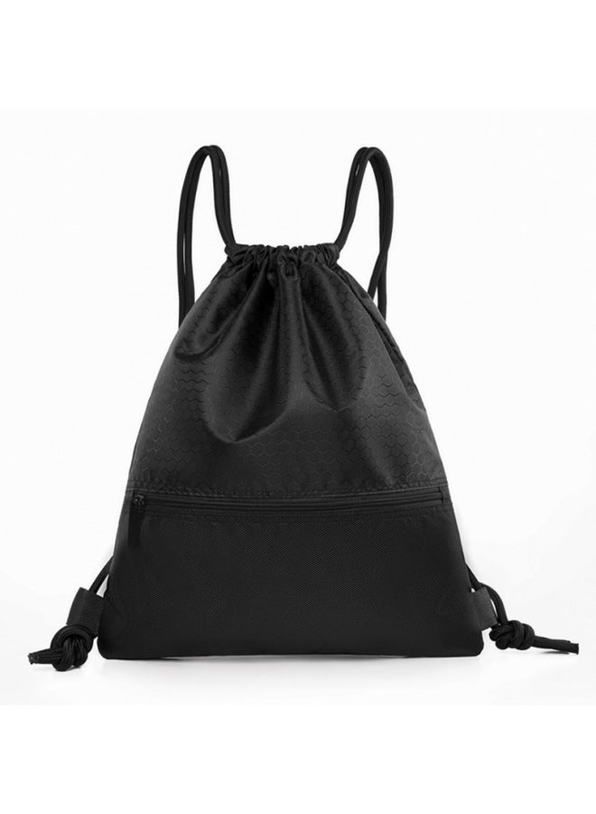 Outdoor Basketball Oxford Cloth Bundle Pocket Large Capacity Drawstring Bag Backpack Training Organization Fixed Print LOGO-Color:Black-Capacity:Trumpet - Image 1