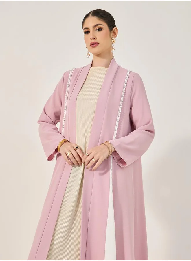 ستايلي Color Block Buttons Detail A-Line Abaya