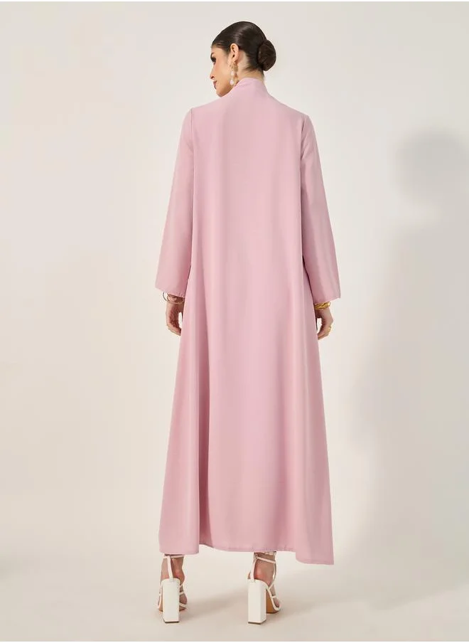ستايلي Color Block Buttons Detail A-Line Abaya