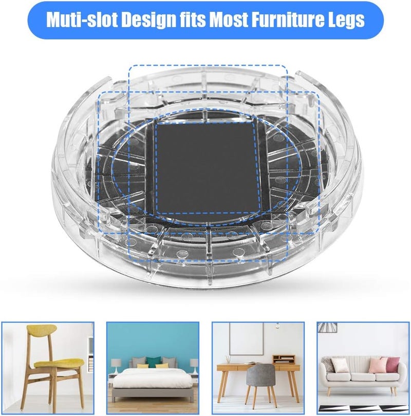 كلاراكو مجموعة من 8 رافعات سرير/أثاث قابلة للتعديل، رافعات شفافة شديدة التحمل، رافعات طاولة بلاستيكية متينة قابلة للتكديس، كتل رفع للأريكة والطاولة والمكتب والكرسي، لون أسود (شفاف) - Image 3