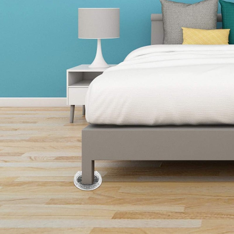 كلاراكو مجموعة من 8 رافعات سرير/أثاث قابلة للتعديل، رافعات شفافة شديدة التحمل، رافعات طاولة بلاستيكية متينة قابلة للتكديس، كتل رفع للأريكة والطاولة والمكتب والكرسي، لون أسود (شفاف) - Image 5