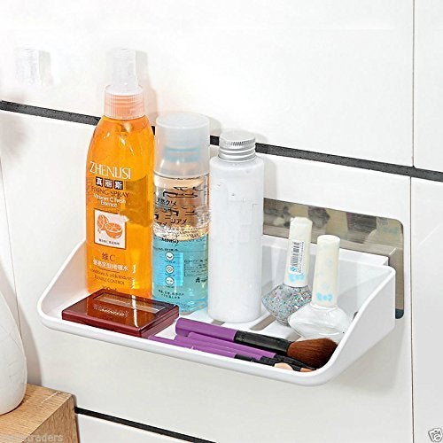 HARIVAR MART Harivar Mart Magic Sticker Series BathroomKitchen Storage Tray Shelf Adhesive Cosmetic Accessories Rack Shelf - Image 1