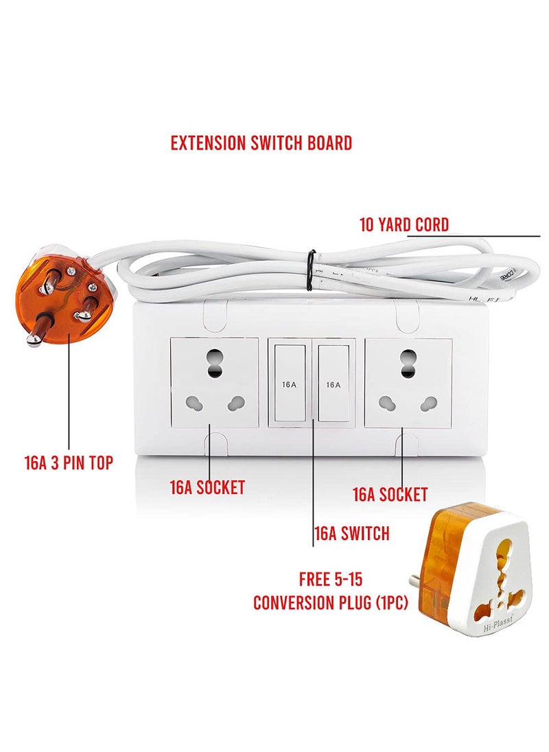 HI PLASST PINS N PLUGS HiPLASST 22 16A 16A Modular Board Extension Strip Multi Outlet Electrical Switch Board for Heavy Appliances 10 Yard  - Image 2