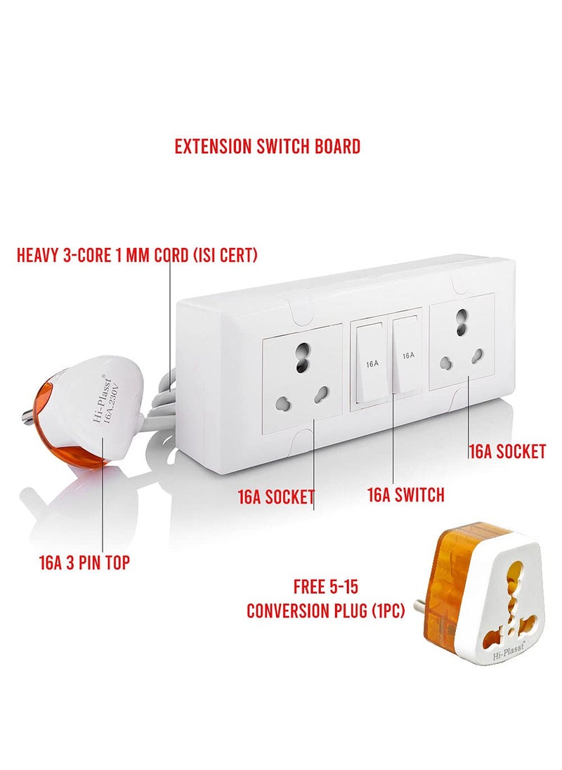 HI PLASST PINS N PLUGS HiPLASST 22 16A 16A Modular Board Extension Strip Multi Outlet Electrical Switch Board for Heavy Appliances 10 Yard  - Image 3