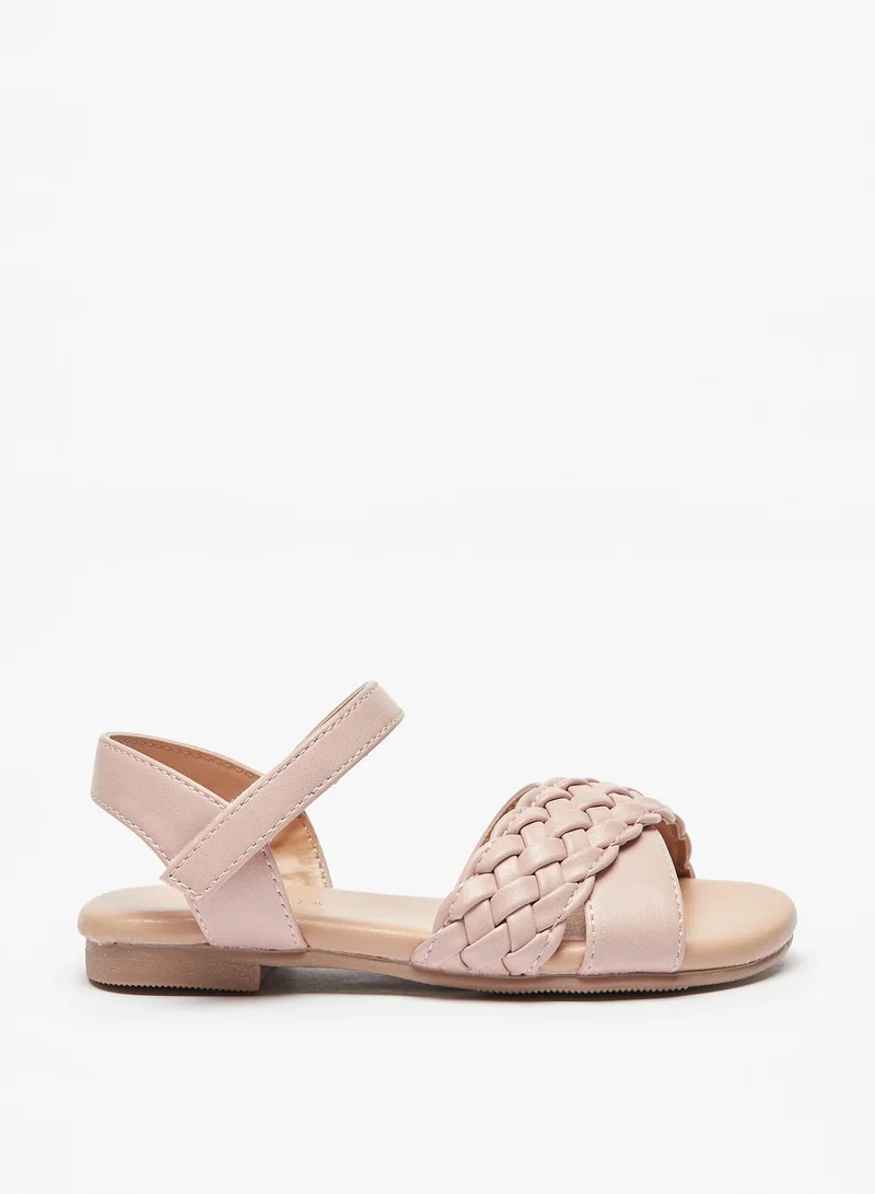 Flora Bella By Shoexpress Girls Textured Cross Strap Sandals with Hook and Loop Closure