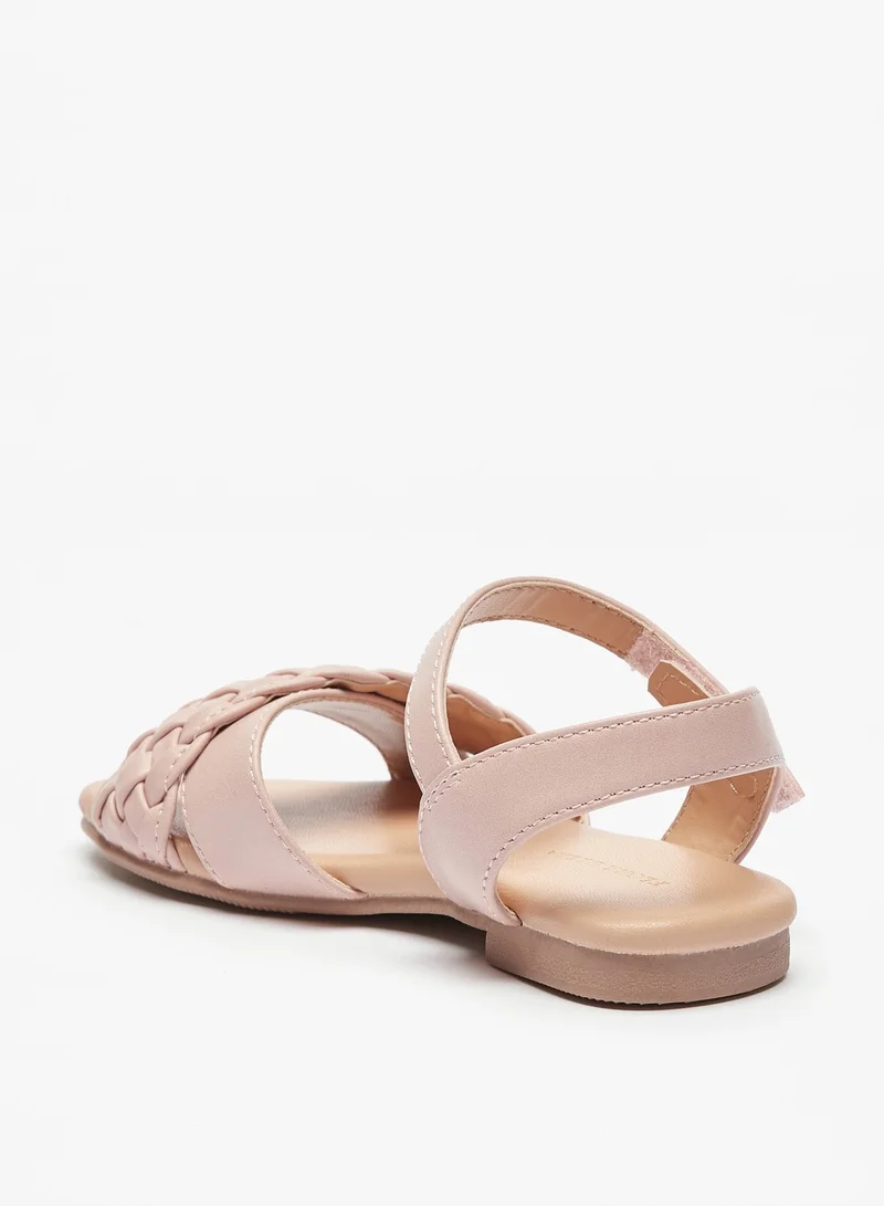 Flora Bella By Shoexpress Girls Textured Cross Strap Sandals with Hook and Loop Closure