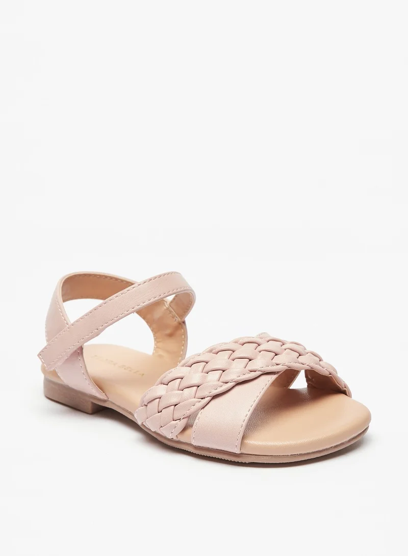 Flora Bella By Shoexpress Girls Textured Cross Strap Sandals with Hook and Loop Closure