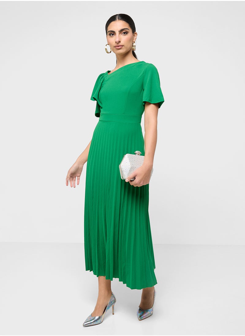 Pleated Flared Dress