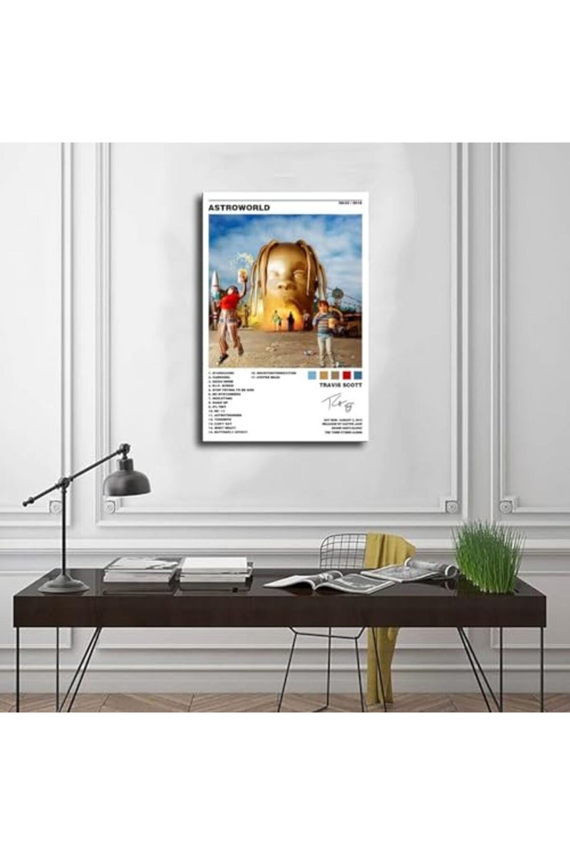 Radioisld ALAYRA Radioisld Travis Scott Poster Astroworld Rapper Music Album Canvas Poster 12x18inch Unframed - Image 2
