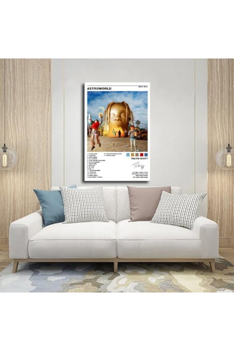 Radioisld ALAYRA Radioisld Travis Scott Poster Astroworld Rapper Music Album Canvas Poster 12x18inch Unframed - Image 5