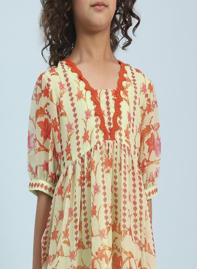 Biba Girl's Georgette Blend Kurta Set (KWBTNC6297SS25LMGRN_Lime Green - Image 5