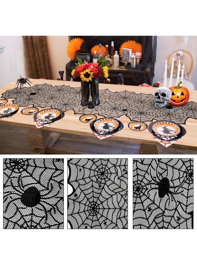 Partyprops Halloween Decorations Indoor Set - Halloween Festive Decor Happy Halloween Banner Hanging Swirls & Spider Web Table Runner & Mantel Scarf & 3D Bat Sticker for Spooky Haunted House Home Kitchen Decor - Image 4