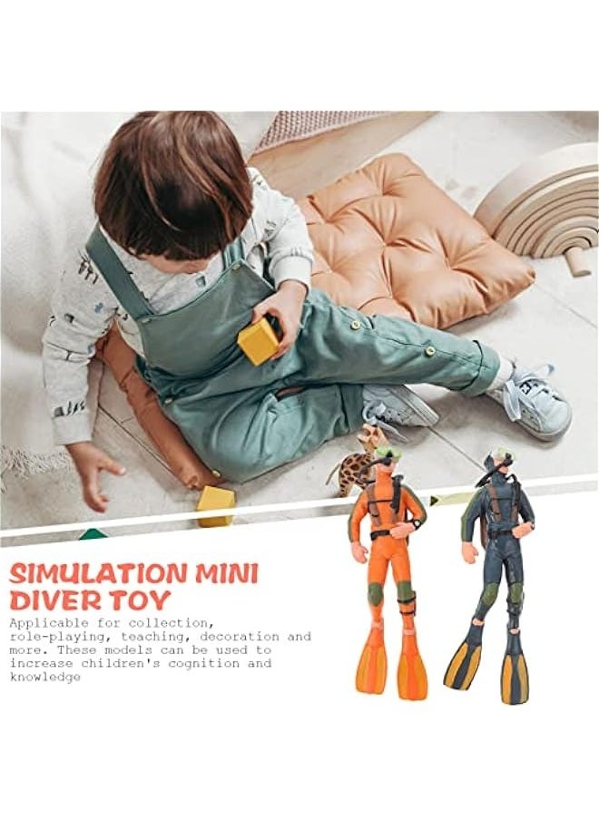 Generic - Diver with Hose Toy Squid Fish Tank Action Figure Divers: 2PCS Scale Model Sea Animals Scuba Diver Toy Swimmers Diver Figures - Image 1