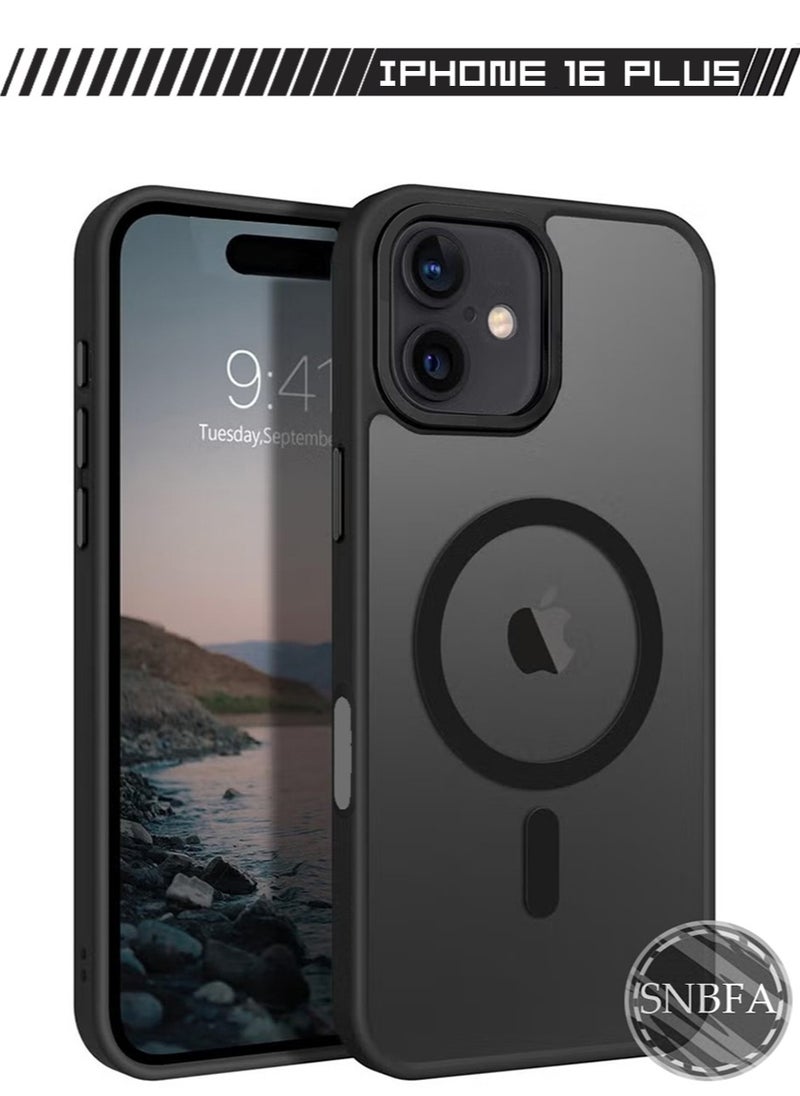 SNBFA - Magnetic Case for iPhone 16 Plus , Compatible with MagSafe Shockproof Protection Cover, Translucent Matte Phone Case with Strong Magnet, Slim Case for iPhone 16 Plus (2024)(Black) - Image 1