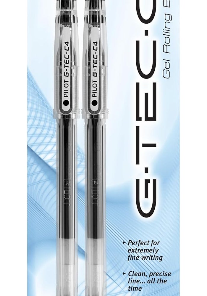 Pilot G-Tec-C Gel Ink Rolling Ball Pens, Ultra Fine Point (0.4mm), Black Ink, 2-Pack - Image 1