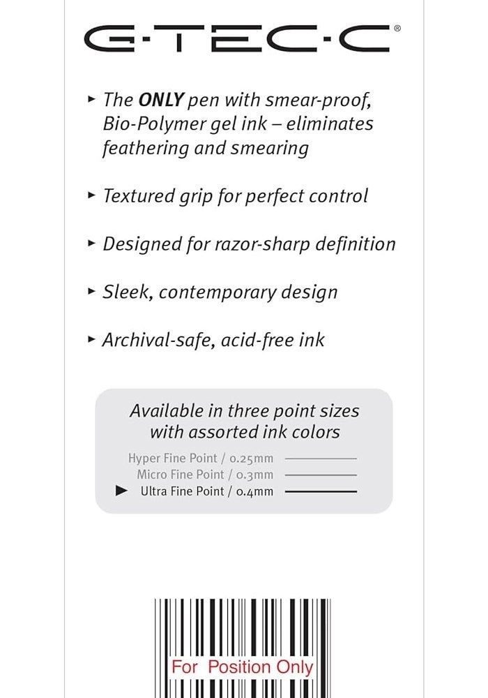 Pilot G-Tec-C Gel Ink Rolling Ball Pens, Ultra Fine Point (0.4mm), Black Ink, 2-Pack - Image 2