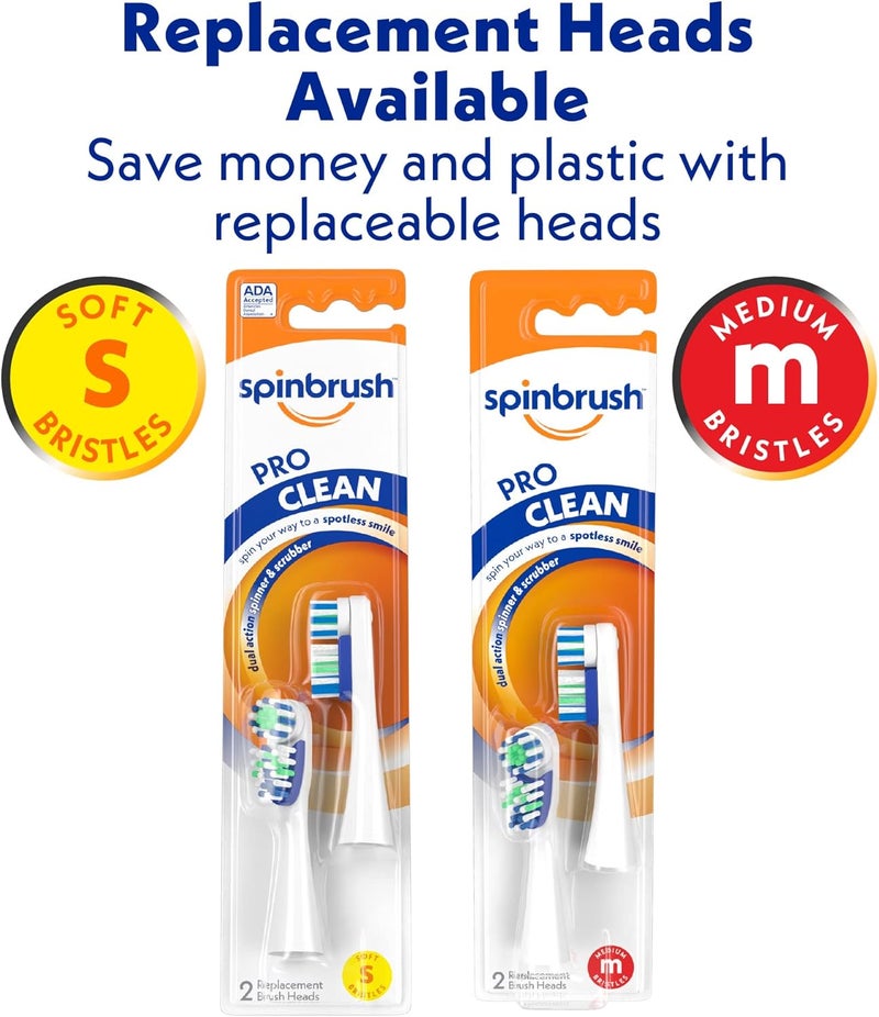 Spin Brush PRO CLEAN Battery Powered Toothbrush, Soft Bristles, 1 Count, Gold or Blue Color May Vary - Image 5