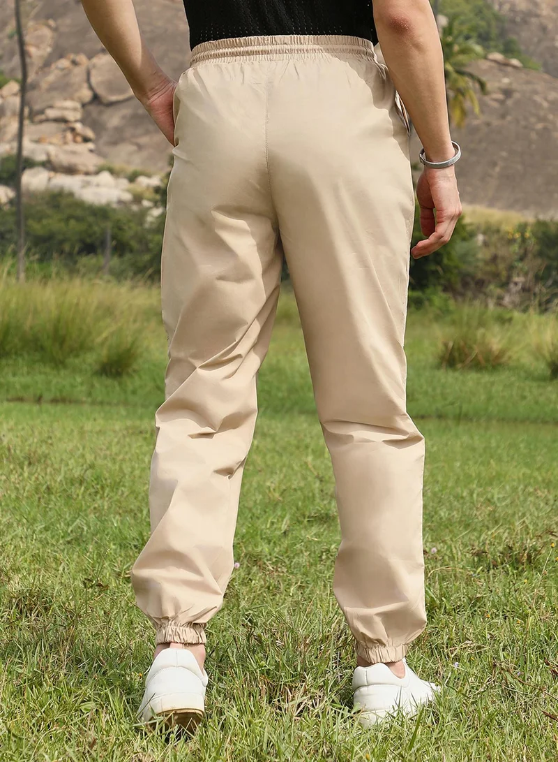 Campus Sutra Men's Khaki Brown Parachute Utility Trousers