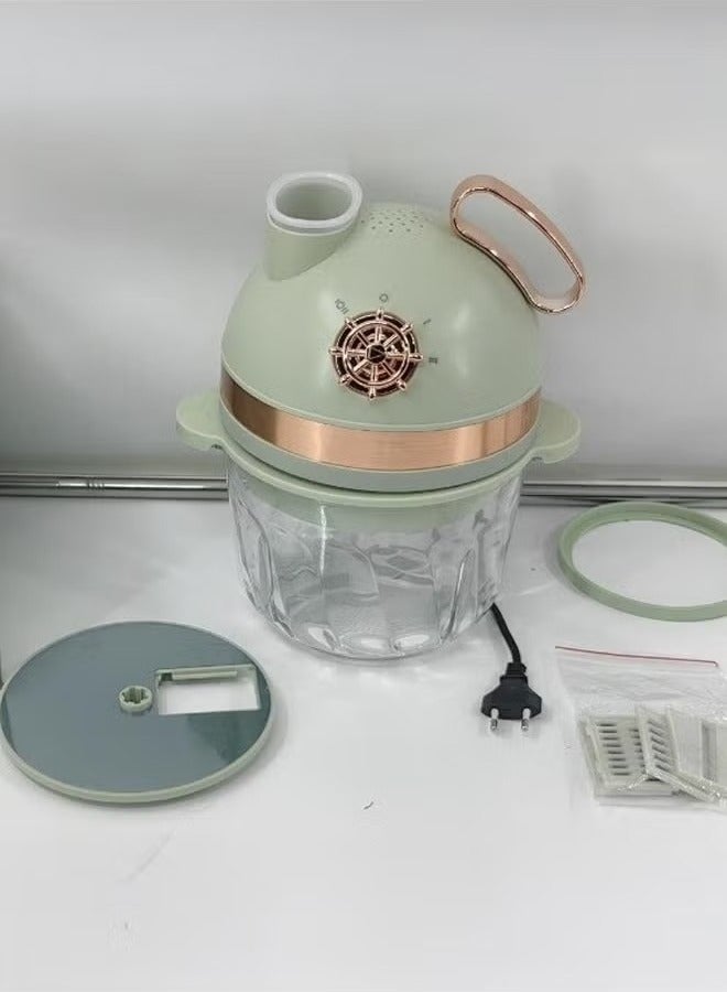 ال سي معالج طعام متعدد الوظائف، قطاعة خضراوات كهربائية مع 4 شفرات مختلفة، مفرمة لحم 500 واط - Image 2