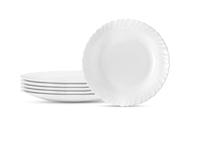 Saaikee Classique Quarter Dinner Plates Set of 6 Ceramic White Round 7.5 Inch Microwave Oven Safe Stylish Dining Table Ware for Salads Fruits Snacks Kitchen Serving Gift Pack - Image 2