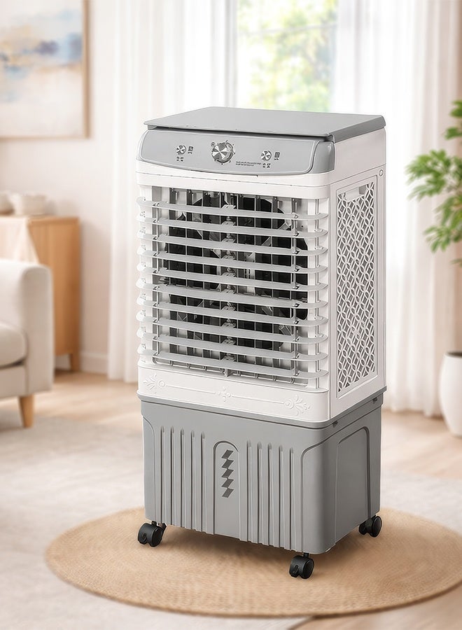 Cady One Portable desert air cooler with a 30-liter water tank and 120 watts of power. This portable air cooler features 3 different air speeds, wheels, and highly efficient air distribution vents. - Image 1