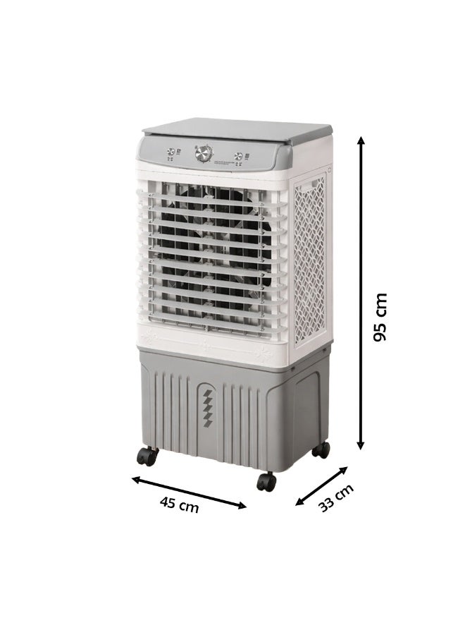 Cady One Portable desert air cooler with a 30-liter water tank and 120 watts of power. This portable air cooler features 3 different air speeds, wheels, and highly efficient air distribution vents. - Image 2